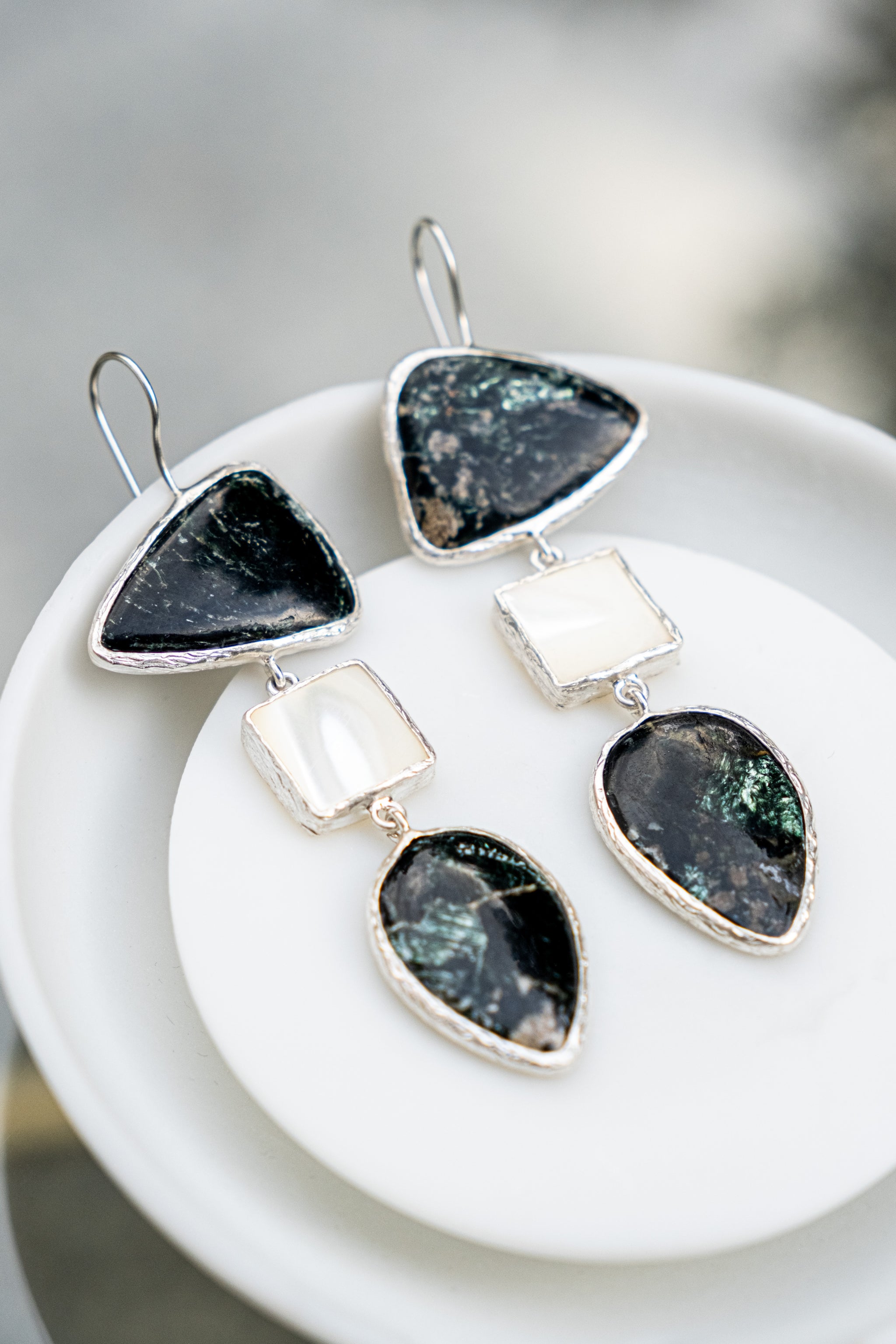 Seraphinite Mother of Pearl Earrings